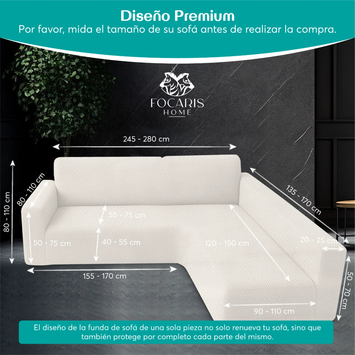 Funda para sofá chaise longue